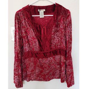 Faded Glory red velour top - Ren Fest, party, boho, relaxing! Sz M 8/10